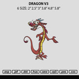 Dragon V3 Embroidery File 6 sizes