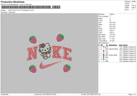 Nike Kitty Strawberry Embroidery File 6 sizes