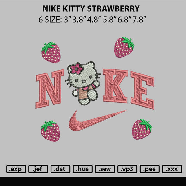 Nike Kitty Strawberry Embroidery File 6 sizes