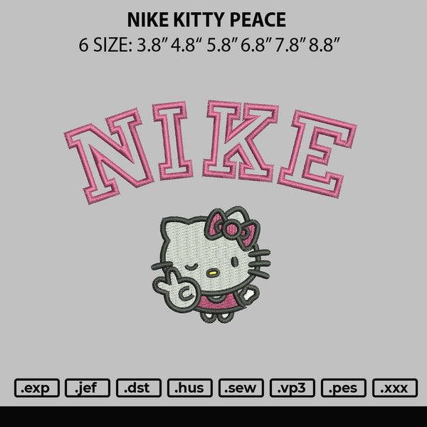 Nike Kitty Peace Embroidery File 6 sizes