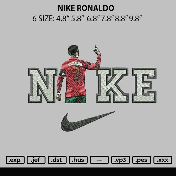 Nike Ronaldo Embroidery File 6 sizes