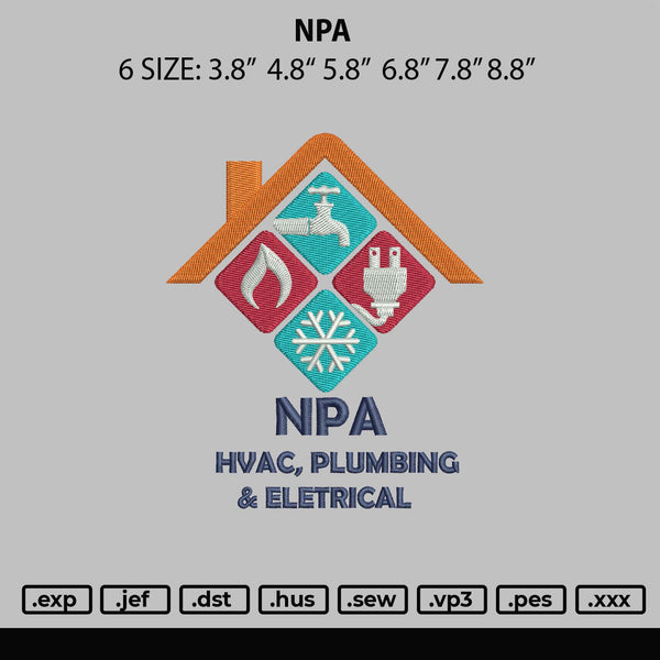 Npa Embroidery File 6 sizes