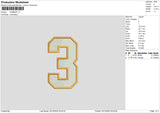 Number 3 Embroidery File 6 sizes