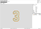 Number 3 Embroidery File 6 sizes