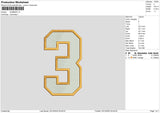 Number 3 Embroidery File 6 sizes