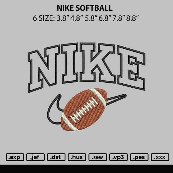 Nike Softball Embroidery File 6 sizes