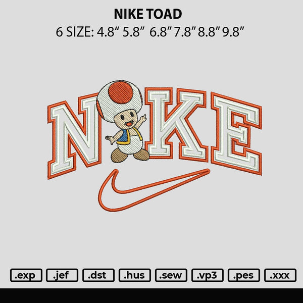 Nike Toad Embroidery File 6 sizes