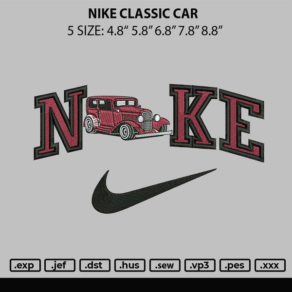 Nike Classic Car Embroidery File 6 sizes