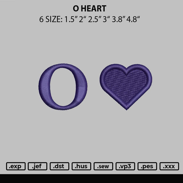 O Heart Embroidery File 6 szes