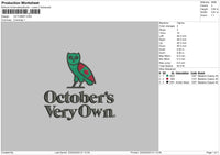 October Owl Embroidery File 6 sizes