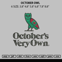 October Owl Embroidery File 6 sizes