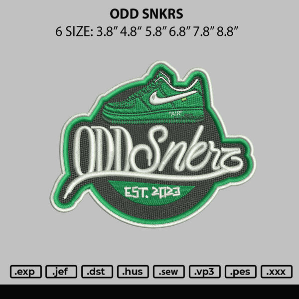 Odd Snkrs Embroidery File 6 sizes