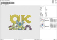 OK Character Monsters University Embroidery