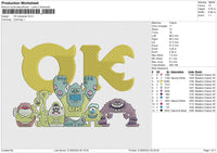 OK Character Monsters University Embroidery