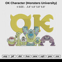 OK Character Monsters University Embroidery