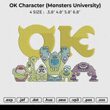 OK Character Monsters University Embroidery
