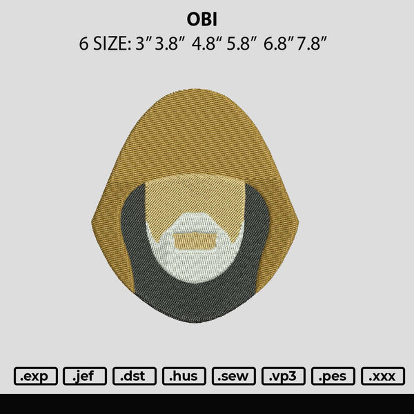 Obi Embroidery File 6 sizes