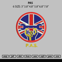 Pas Embroidery File 6 sizes
