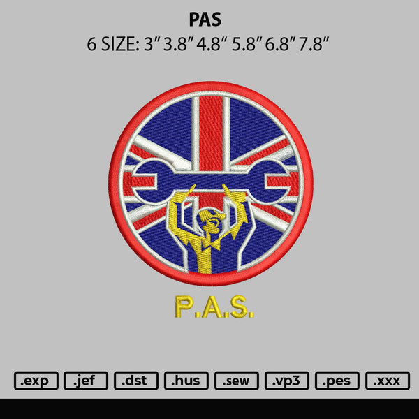 Pas Embroidery File 6 sizes