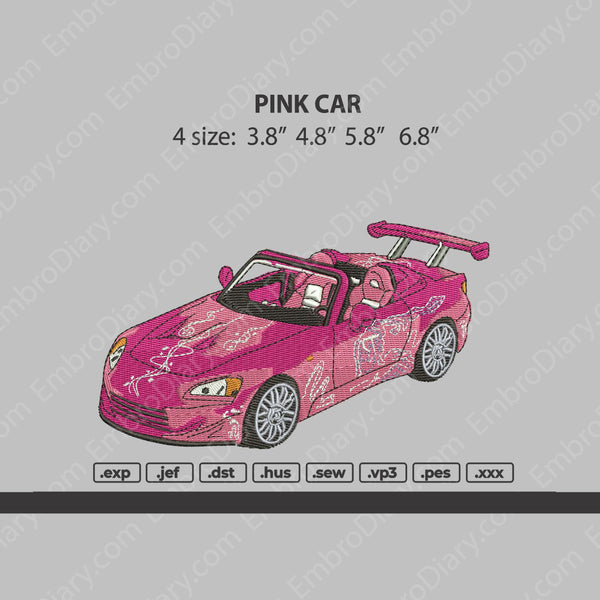PINK CAR embroidery