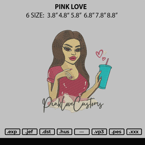 Pink Love Embroidery File 6 sizes