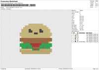 PIXEL BURGER 5 COLOR Embroidery