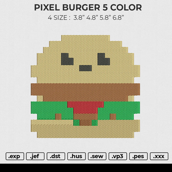 PIXEL BURGER 5 COLOR Embroidery