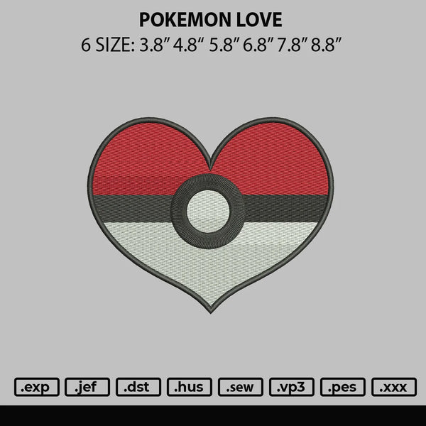 Pokemon Love Embroidery File 6 sizes