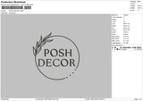 Posh Decor Embroidery File 6 sizes