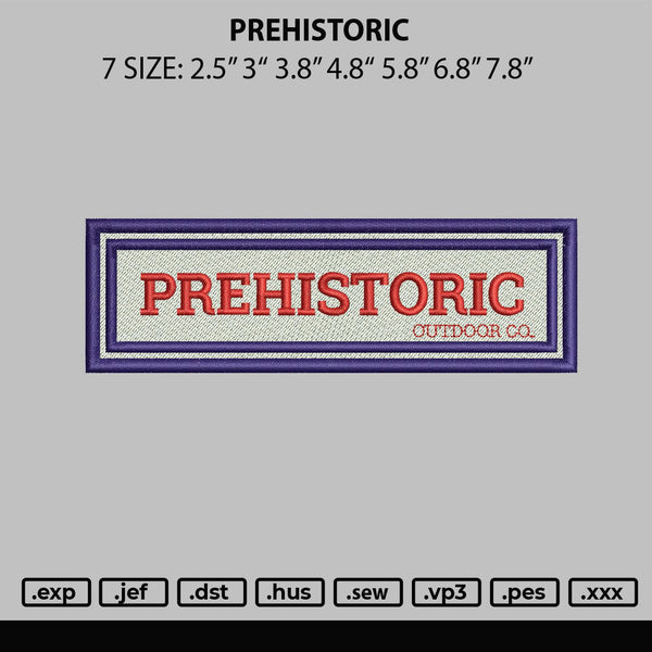 Prehistoric Embroidery File 6 sizes