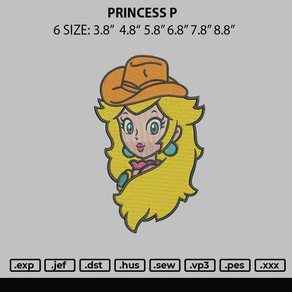 Princess P Embroidery File 6 sizes