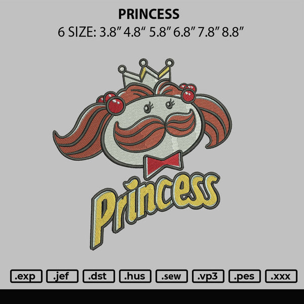 Princess Embroidery File 6 sizes