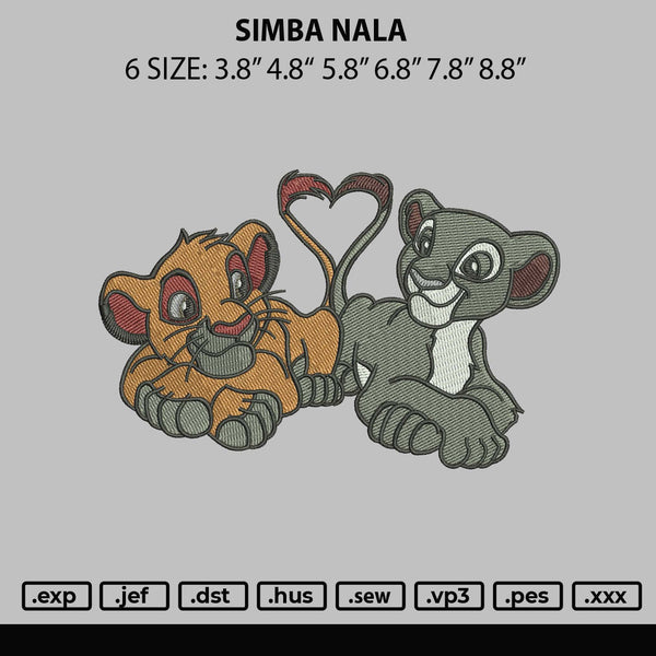 Simba Nala Embroidery File 6 sizes