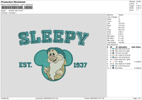 Sleepy Embroidery File 6 sizes