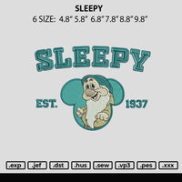 Sleepy Embroidery File 6 sizes