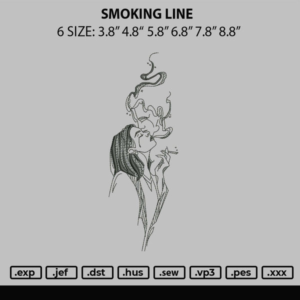 Smoking Line Embroidery File 6 sizes