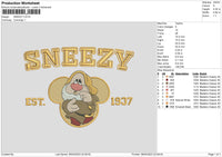 Sneezy Embroidery File 6 sizes