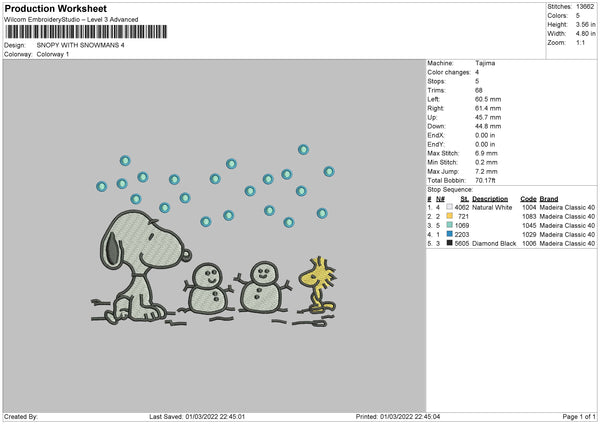 【2024最新作】 snoopy embroiderystores – snowman with トップス