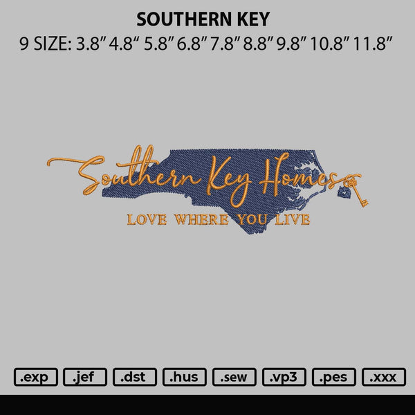 Southern Key Embroidery File 9 sizes