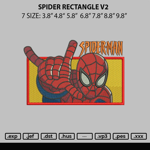 Spider Rectangle V2 Embroidery File 6 sizes
