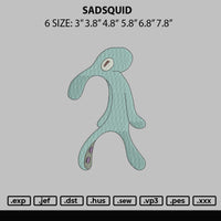 Sadsquid Embroidery File 6 sizes