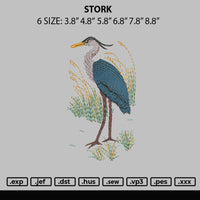 Stork Embroidery File 6 sizes