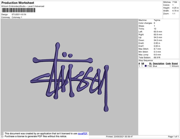 Stussy Logo Embroidery Design - Emblanka