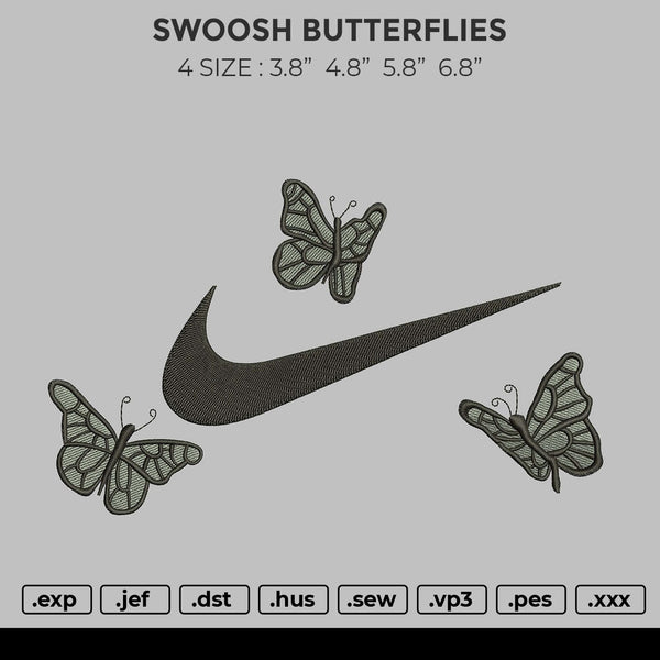Swoosh Butterflies Embroidery