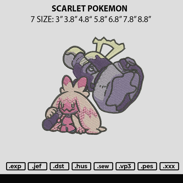 Scarlet Pokemon Embroidery File 6 sizes