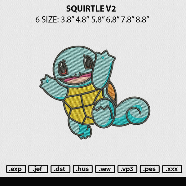 Squirtle V2 Embroidery File 6 sizes