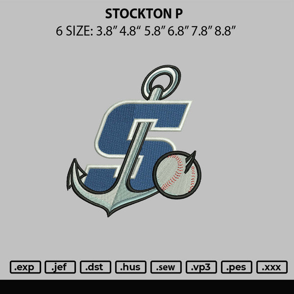 Stockton P Embroidery File 6 sizes