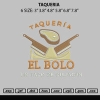 Taqueria Embroidery File 6 sizes