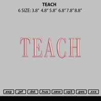 Teach Embroidery File 6 sizes