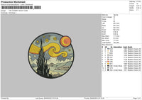 Starry Night Embroidery File 6 sizes